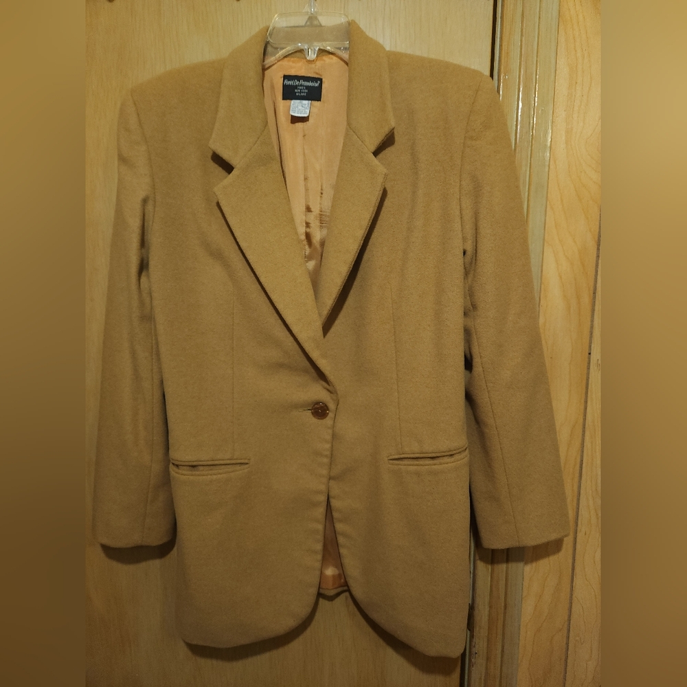 Vtg Foret De Framboise Blazer Womens Med Golden Brown Wool Cashmere Blend